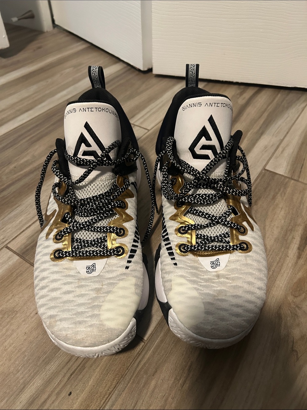 Nike Giannis Athletic Shoes White Black Gold